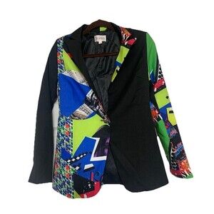 L’Atiste By Amy Artsy Funky Graffiti Printed Jacket Blazer Retro Size S